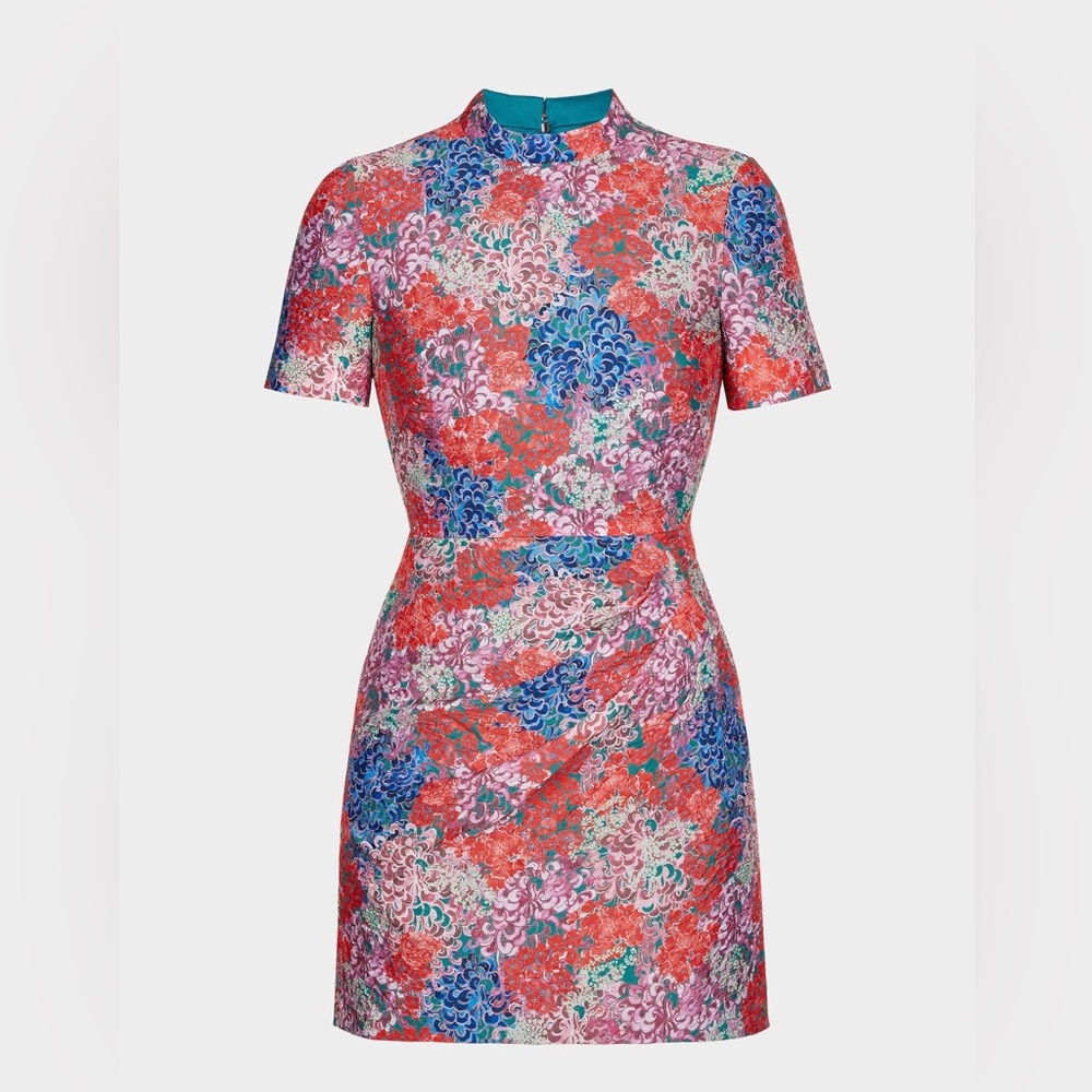 SALONI Draped Min Dress in Florentina sea
